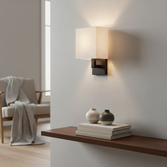 Nordic Indoor Square Linen Blend Wall Sconce