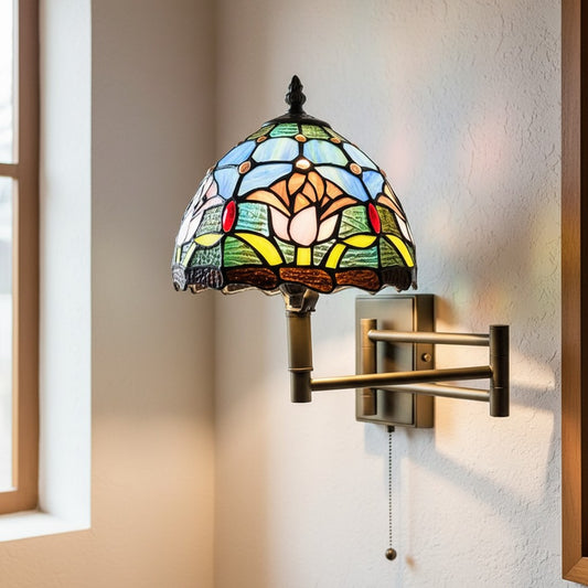 Tiffany Stained Glass Swing-Arm Wall Sconce