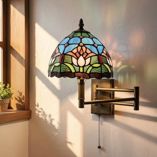 Tiffany Stained Glass Swing-Arm Wall Sconce