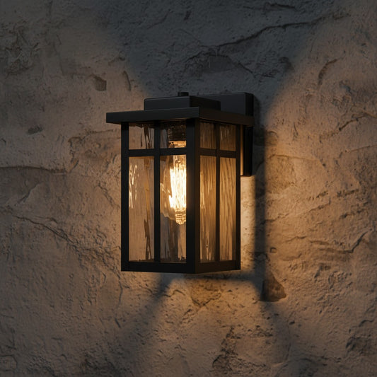 Industrial Outdoor Square Glass Wall Sconce