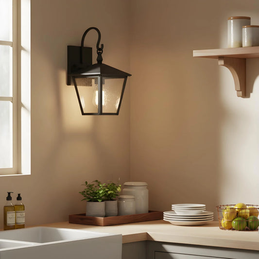 Minimalist Waterproof Metal Seedy Glass Wall Lamp