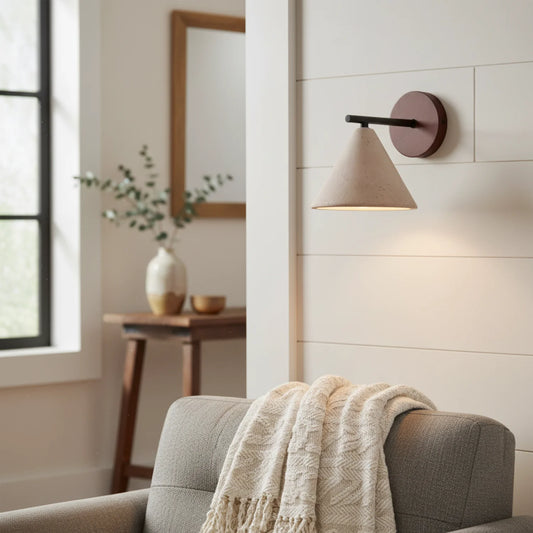 Vintage Travertine Cone Decorative Wall Sconce