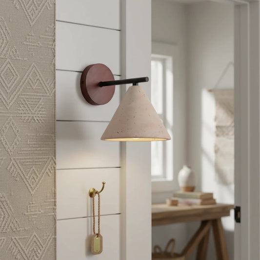 Vintage Travertine Cone Decorative Wall Sconce