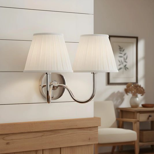 Vintage Pleated Fabric Shade Wall Sconce