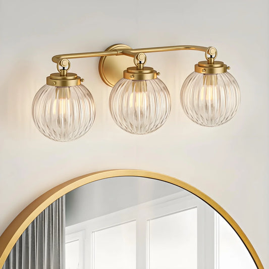 Retro Ribbed Glass Ball Wall Light