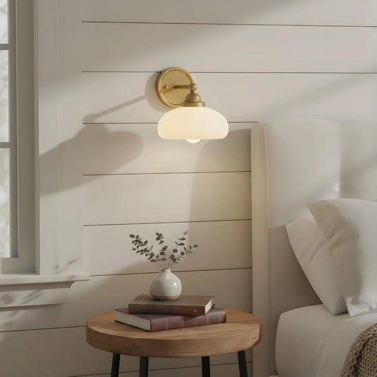 Industrial-Style Milky White Dome Wall Lamp