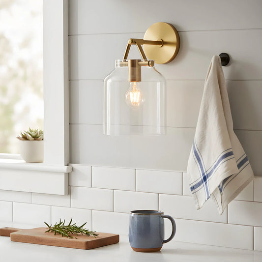 Modern Minimalist Metal Glass Wall Sconce