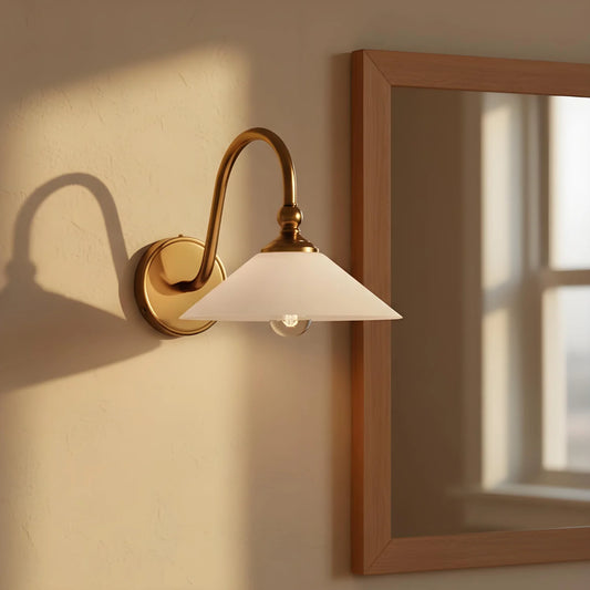 Vintage Curved Arm Glass Wall Lamp