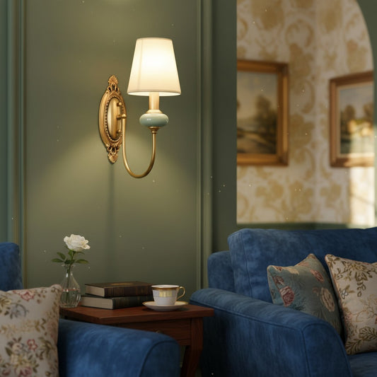 Classic American Ceramic Curved Wall Sconce