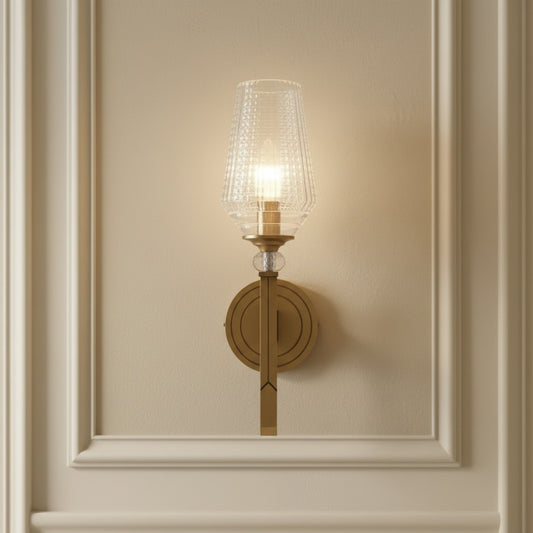 Elegant Brass & Crystal Linear Classic Wall Sconce