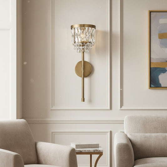 Elegant Metal Frame Crystal Prism Wall Sconce Fixture