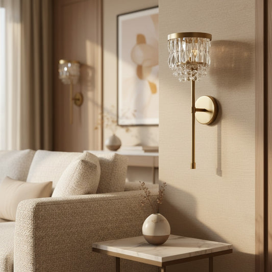 Elegant Metal Frame Crystal Prism Wall Sconce Fixture