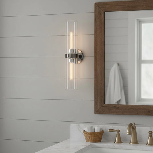 Minimalist 2-Light Glass Tube Wall Sconce