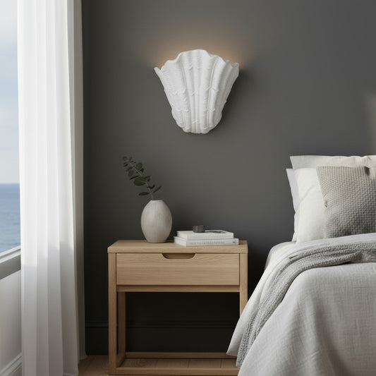 Minimalist Coastal Plaster Shell Wall Sconce
