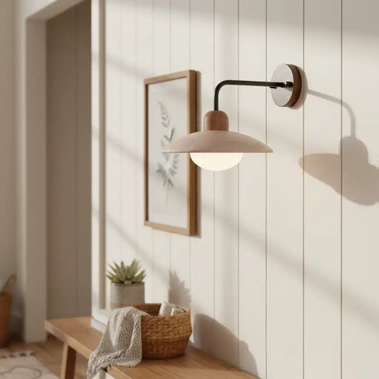 Modern Circular Disc Travertine Wall Light