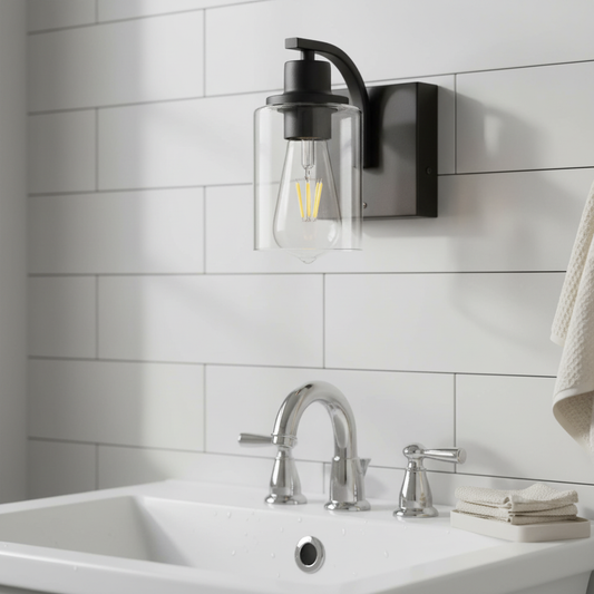 Modern Clear Glass Cylinder Wall Sconce