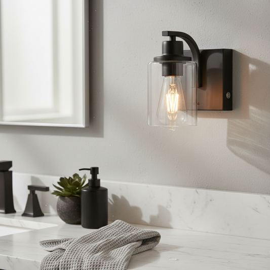 Modern Clear Glass Cylinder Wall Sconce