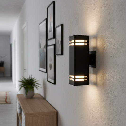 Modern Double Head Glass Rectangular Wall Sconce