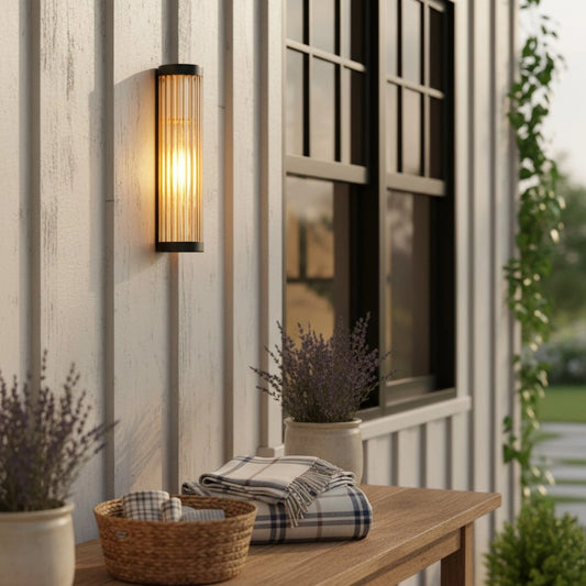 Modern Outdoor Cylinder Glass Wall Light
