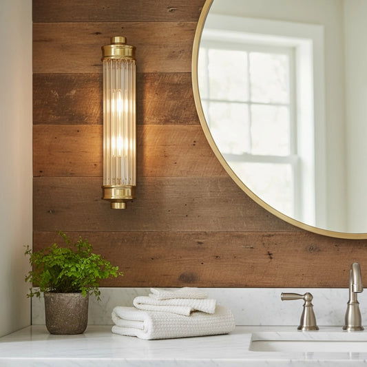 Modern Ribbed Cylinder Glass Wall Light