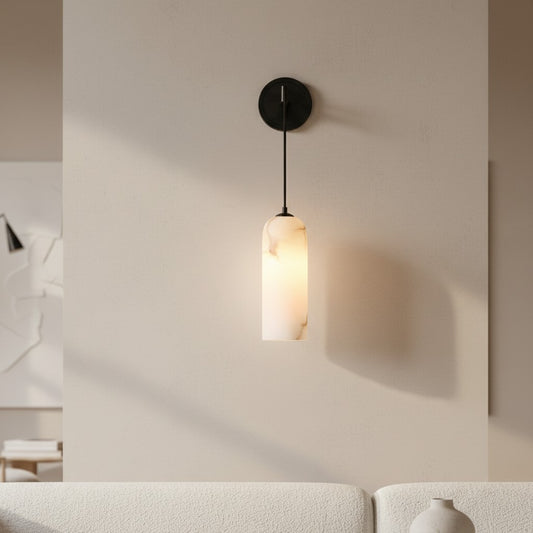 Modern Alabaster Cylindrical Pendant Wall Sconce