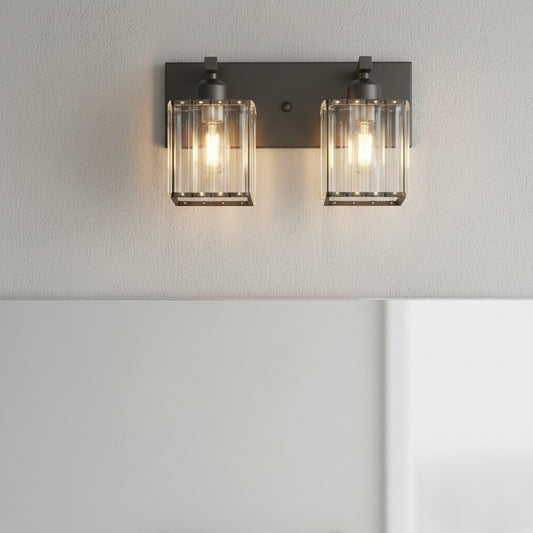 Modern Crystal & Metal 2 Lights Vanity Wall Sconce