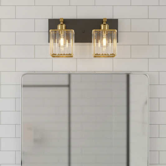 Modern Crystal & Metal 2 Lights Vanity Wall Sconce