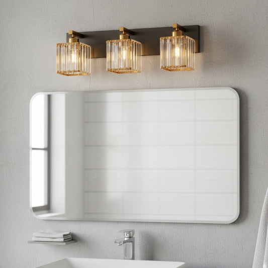 Modern Crystal & Metal 3 Lights Vanity Wall Sconce