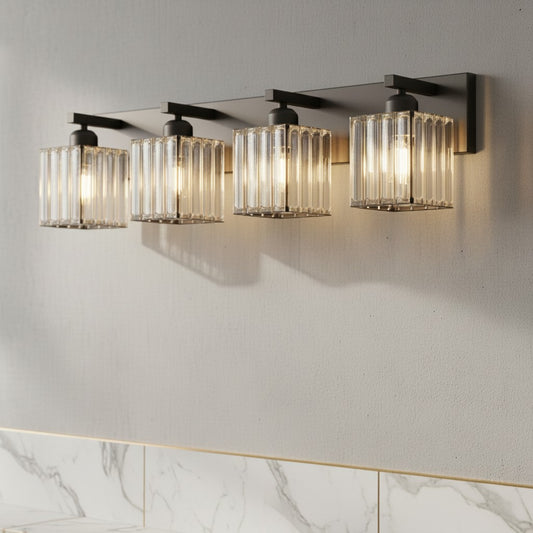 Modern Crystal & Metal 4 Lights Vanity Wall Sconce