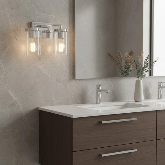 Modern Double Tube Glass Wall Sconce