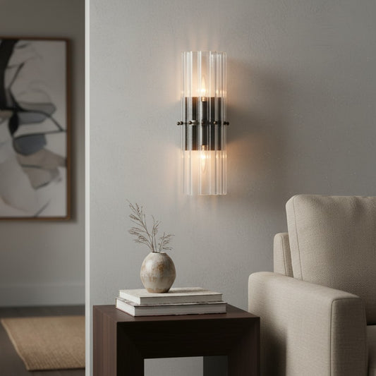 Modern Glam Crystal Cylindrical Bath Wall Sconce