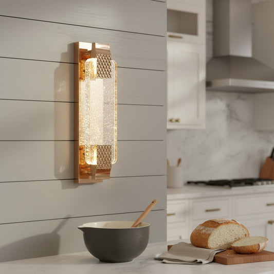Modern Rose Gold Bubble Crystal Cylinder Wall Sconce
