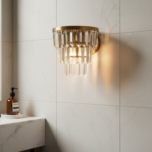 Modern Luxury Crystal Tiered Cylindrical Wall Sconce