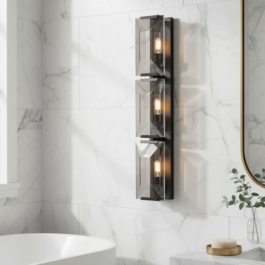 Modern Metal & Crystal Vertical Wall Sconce