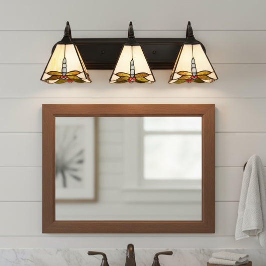 Tiffany Indoor Glass 3-Light Bathroom Vanity Wall Sconce
