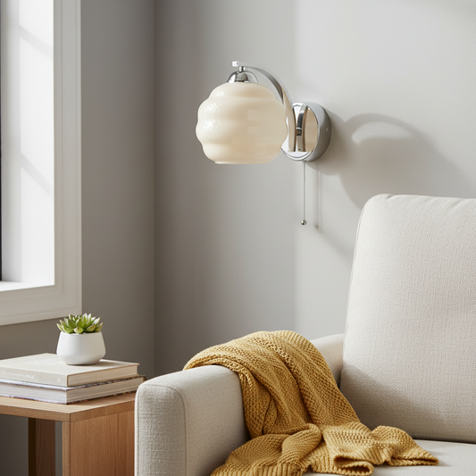 Vintage Metal Round Glass Wall Sconce