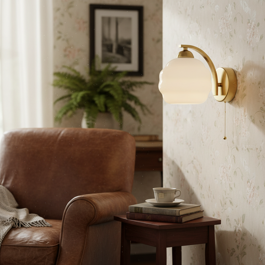 Vintage Metal Round Glass Wall Sconce