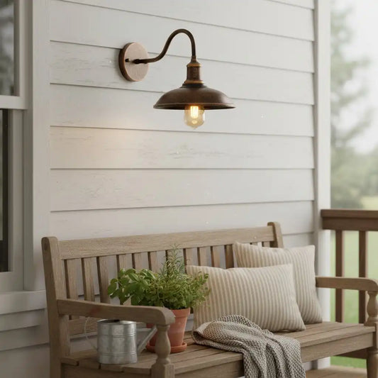 Vintage Gooseneck Outdoor Metal Wall Light