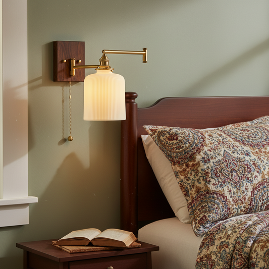 Vintage Swing Arm Ceramic Geometric Wall Sconce