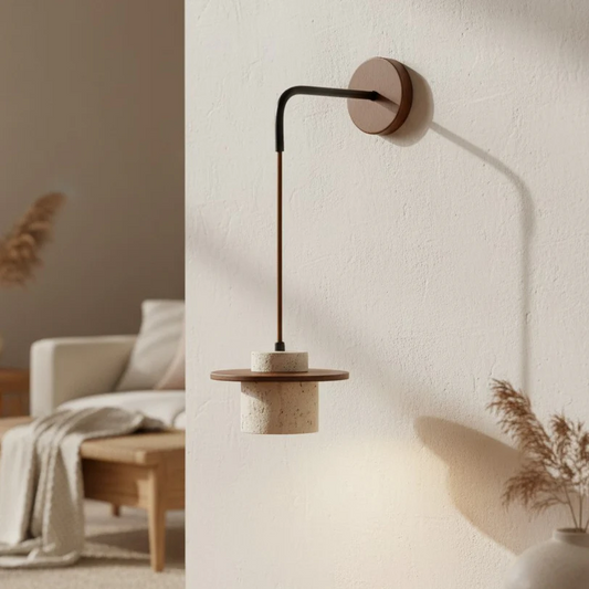 Wabi-Sabi Travertine Stone Wall Sconce