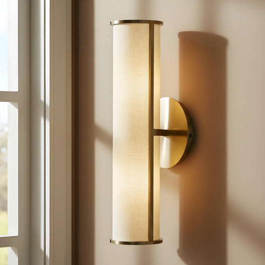 Modern Minimalist Fabric Cylinder Brass Wall Lamp