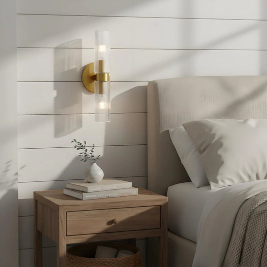 Luxury Ribbed Glass Vertical Tube Wall Lamp