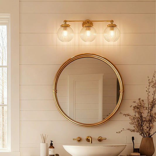 Retro Ribbed Glass Ball Wall Light