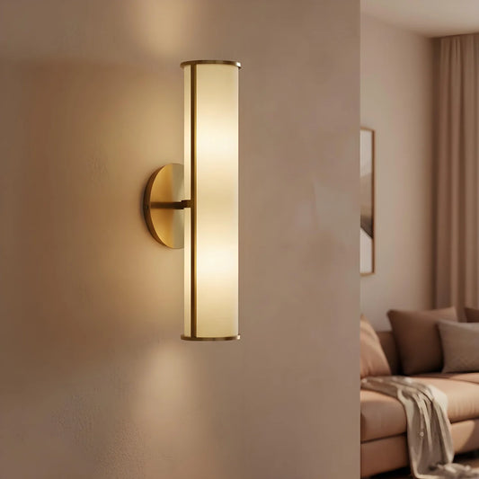 Modern Minimalist Fabric Cylinder Brass Wall Lamp