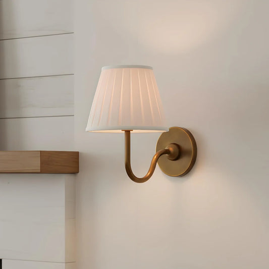 Vintage Pleated Fabric Shade Wall Sconce