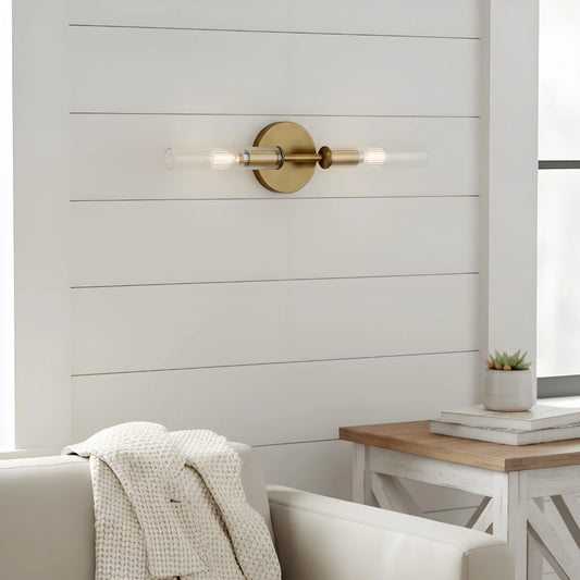 Luxury Double-Tube Ribbed Glass Wall Sconce