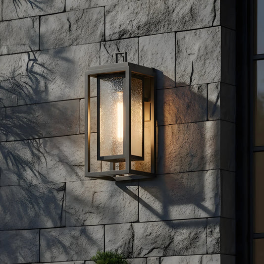 Industrial Seedy Glass Lantern Wall Lamp