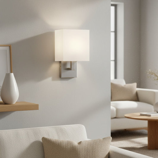 Nordic Indoor Square Linen Blend Wall Sconce