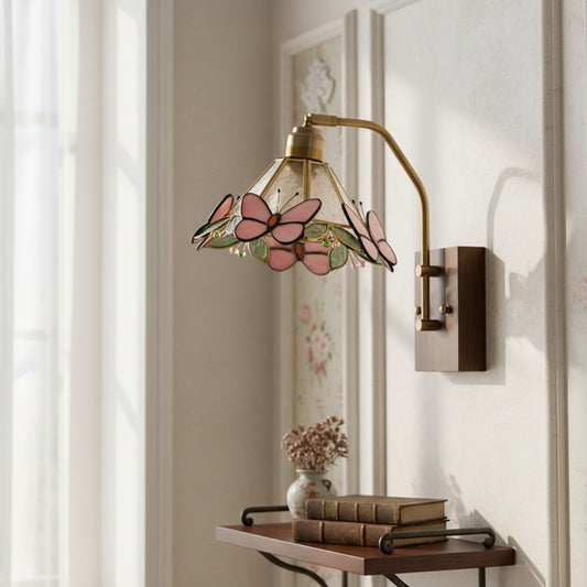 Tiffany Indoor Metal Butterfly Wall Sconce