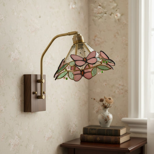 Tiffany Indoor Metal Butterfly Wall Sconce